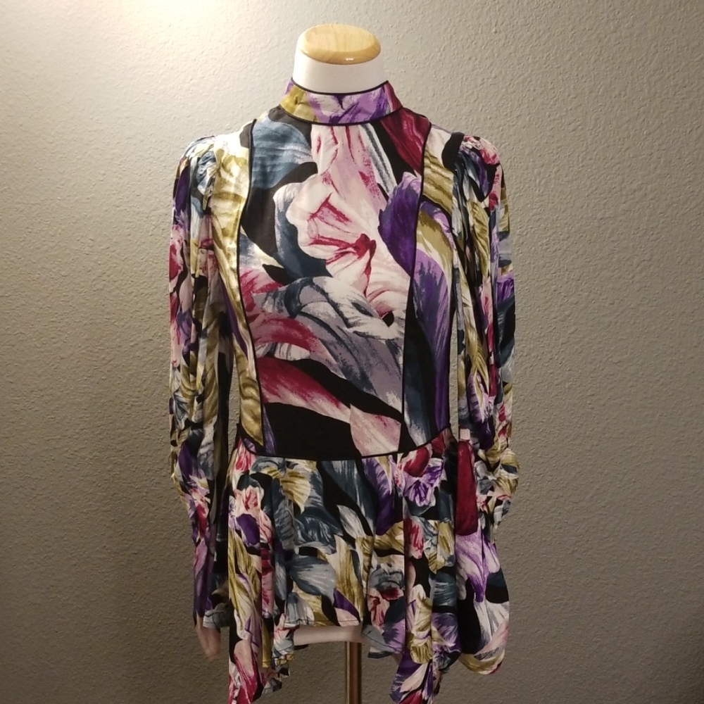 BCBG Asymmetrical Floral Blouse NWT - Picture 1 of 6